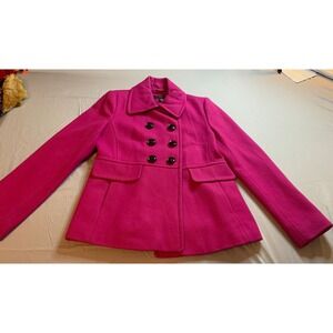 Apostrophe Women's Pink Double Breasted Wool Blend Peacoat Jacket Size MP